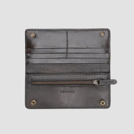 Hercules Genuine Leather Long Wallet with Zipper Pocket