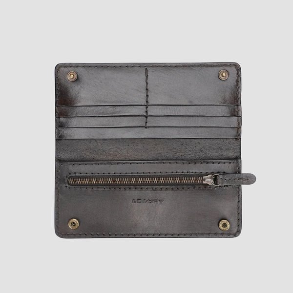 Hercules Genuine Leather Long Wallet with Zipper Pocket