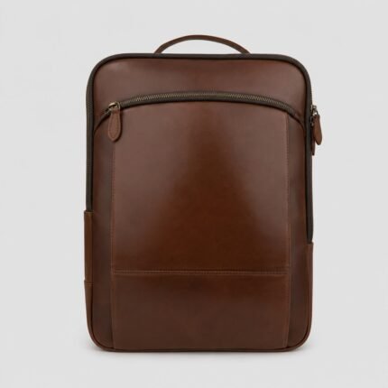 Male leather laptop bag made from brown cow leather