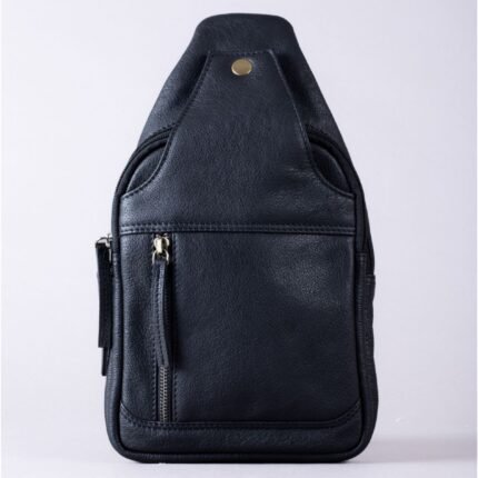 Black Leather Sling Bag for Men