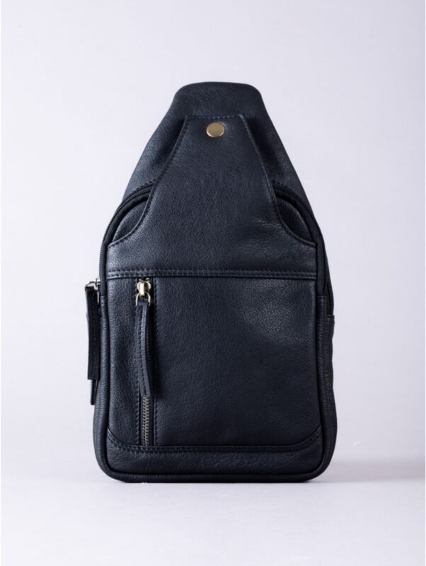 Black Leather Sling Bag for Men