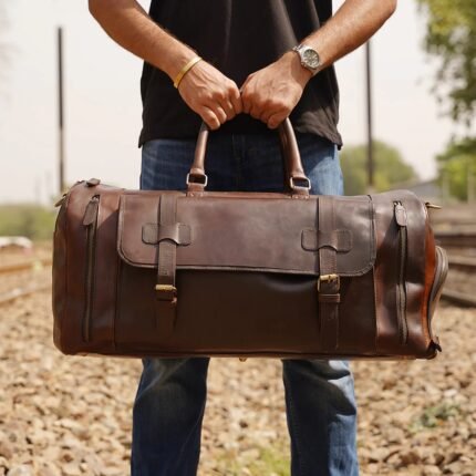 Leather Brown Duffle Bag for Men | Genuine Cow Leather