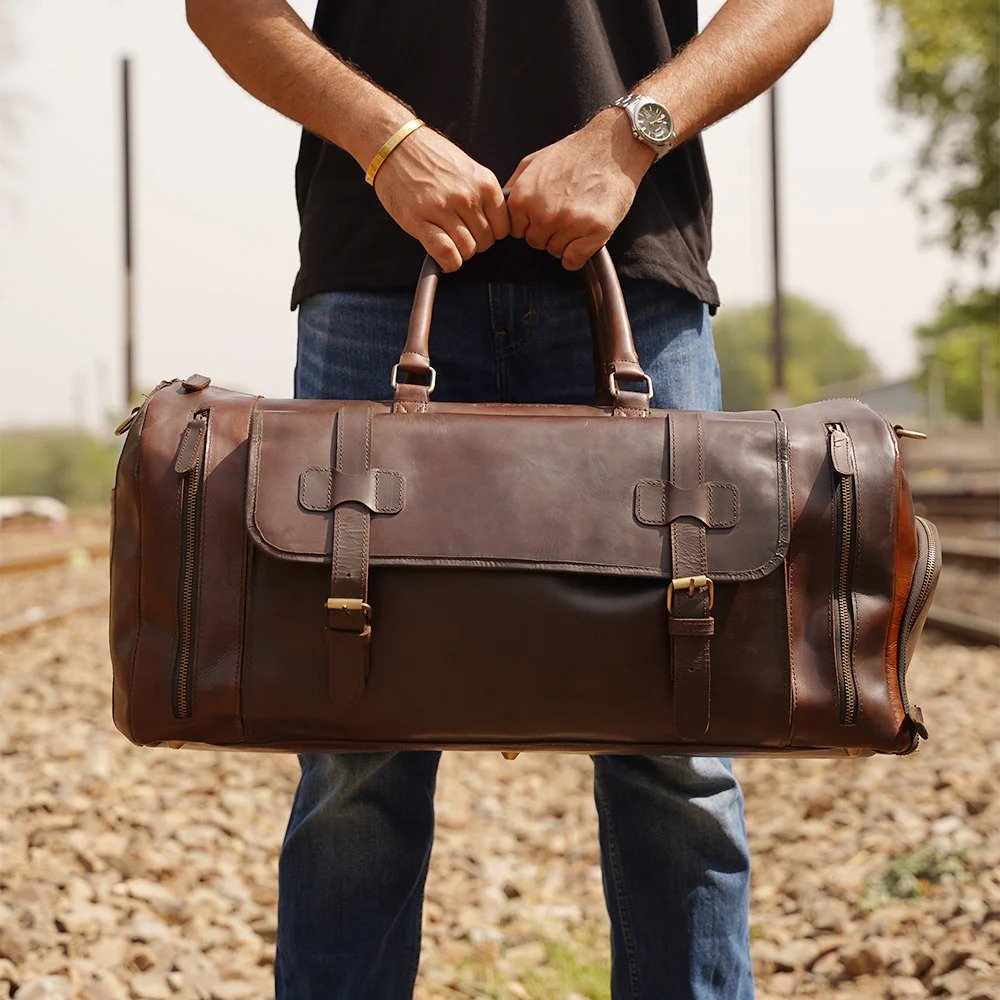 Leather Brown Duffle Bag for Men | Genuine Cow Leather Leather Brown Duffle Bag for Men | Genuine Cow Leather