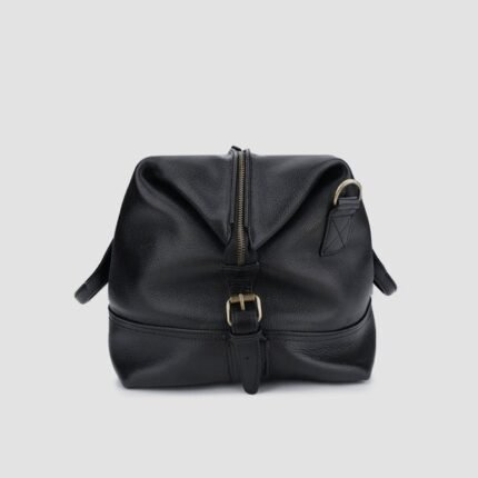 Praxis Black Leather Duffle Bag