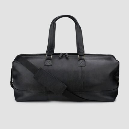 Praxis Black Leather Duffle Bag