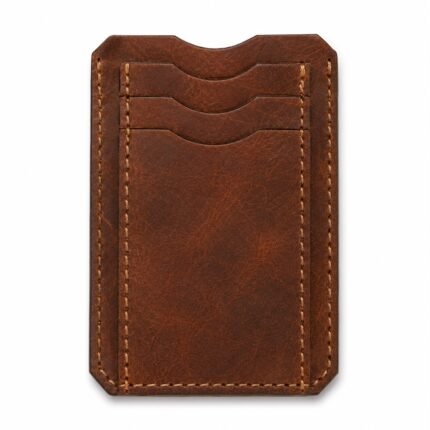 Genuine brown leather card holder