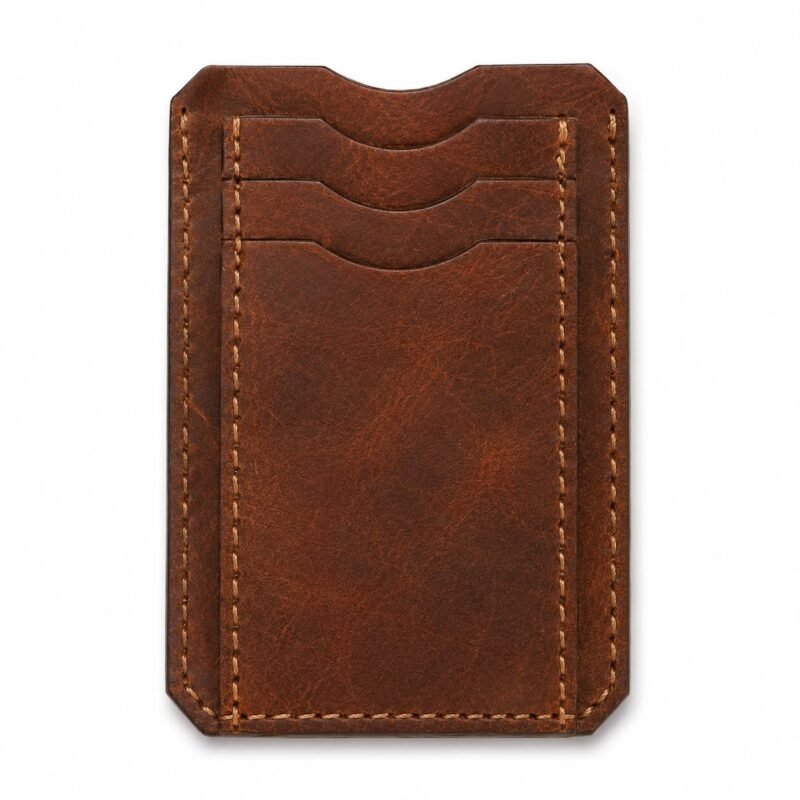 Genuine brown leather card holder