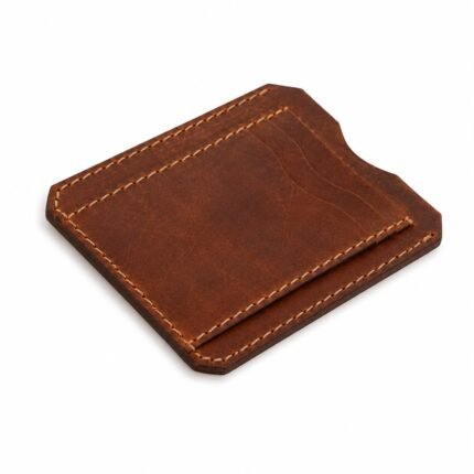 Genuine brown leather card holder