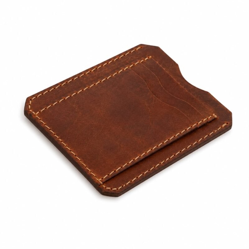 Genuine brown leather card holder