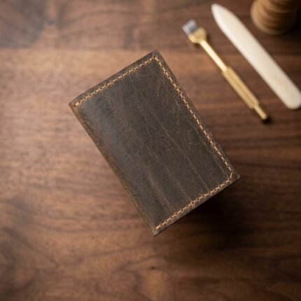Handcrafted leather wallet made from premium brown leather