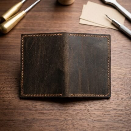Handcrafted leather wallet made from premium brown leather