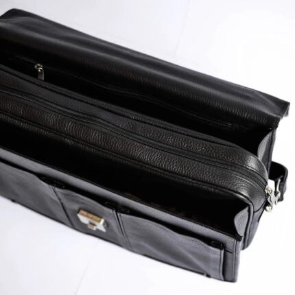 Black Leather Messenger Bag for Men | 15.6" Laptop