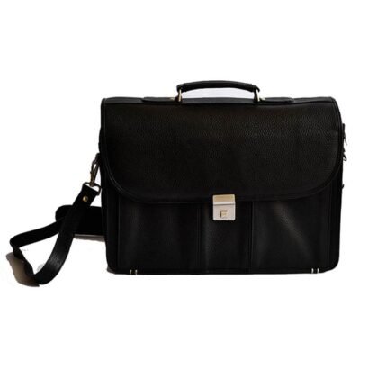 Black Leather Messenger Bag for Men | 15.6" Laptop