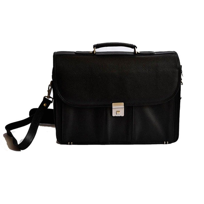 Black Leather Messenger Bag for Men | 15.6" Laptop